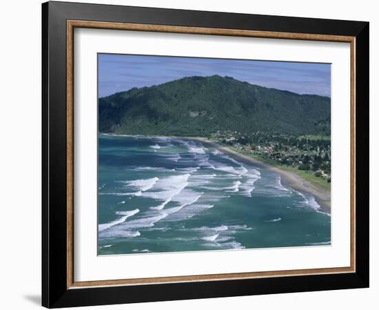 Aerial View of Surf Beach at Pauanui on East Coast, South Auckland, New Zealand-Robert Francis-Framed Photographic Print