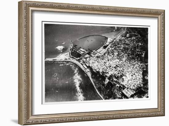 Aerial View of Tangier, Morocco, from a Zeppelin, 1930-null-Framed Giclee Print