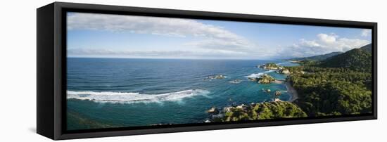 Aerial view of Tayrona National Park, Magdalena Department, Caribbean, Colombia-Panoramic Images-Framed Premier Image Canvas