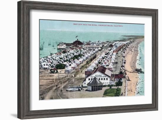 Aerial View of Tent City from Hotel del Coronado - Coronado Beach, CA-Lantern Press-Framed Art Print