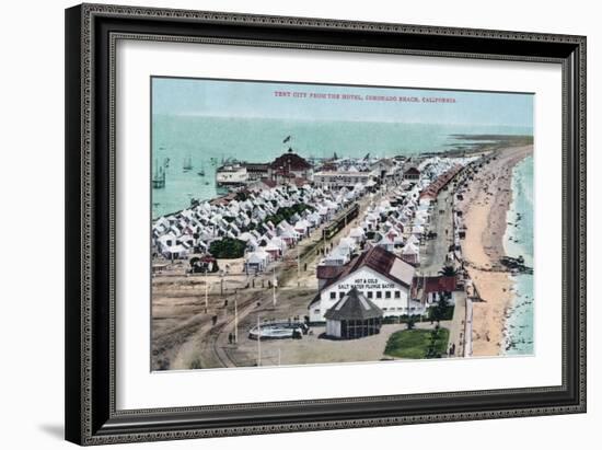 Aerial View of Tent City from Hotel del Coronado - Coronado Beach, CA-Lantern Press-Framed Art Print