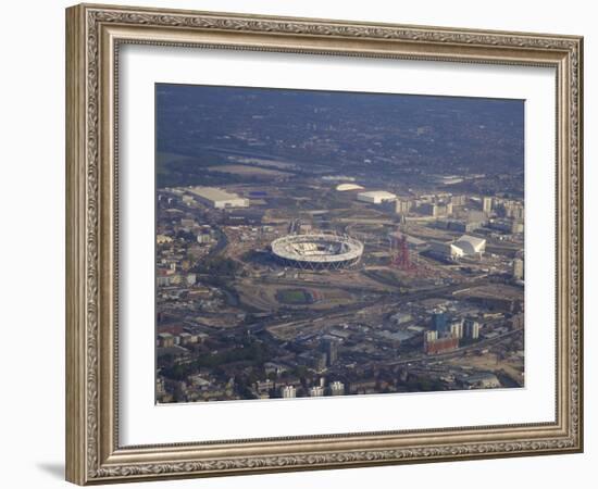 Aerial View of the 2012 Olympic Stadium, Stratford, East End, London, England, United Kingdom, Euro-Peter Barritt-Framed Photographic Print