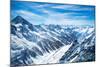 Aerial View of the Alps Mountains in Switzerland. View from Helicopter in Swiss Alps. Mountain Tops-FamVeld-Mounted Photographic Print