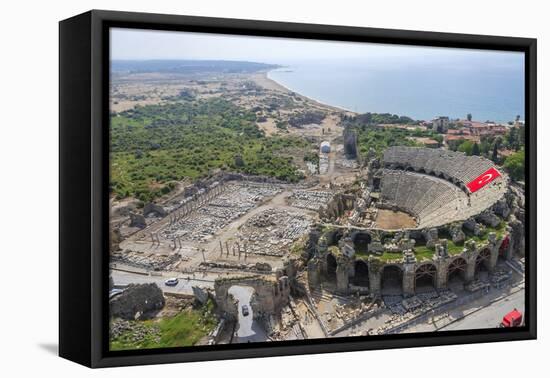 Aerial View of the Amphitheater in Side, Antalya, Turkey-Ali Kabas-Framed Premier Image Canvas