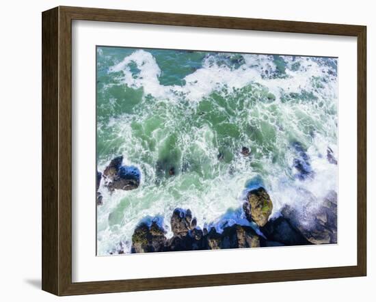 Aerial view of the beach, Newport, Lincoln County, Oregon, USA-Panoramic Images-Framed Photographic Print