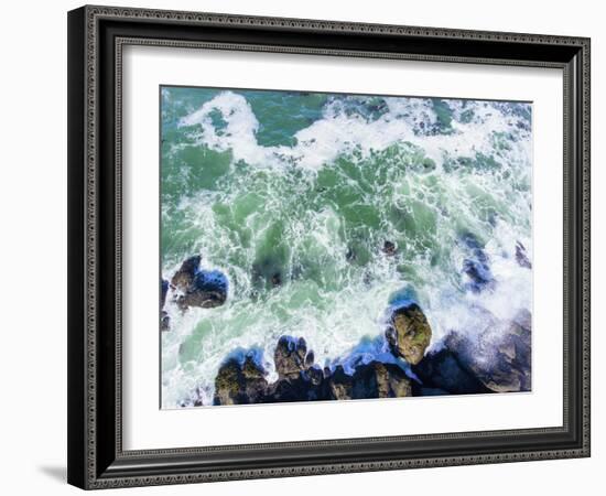 Aerial view of the beach, Newport, Lincoln County, Oregon, USA-Panoramic Images-Framed Photographic Print