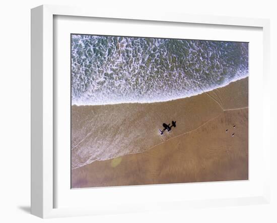 Aerial view of the beach, Newport, Lincoln County, Oregon, USA-Panoramic Images-Framed Photographic Print