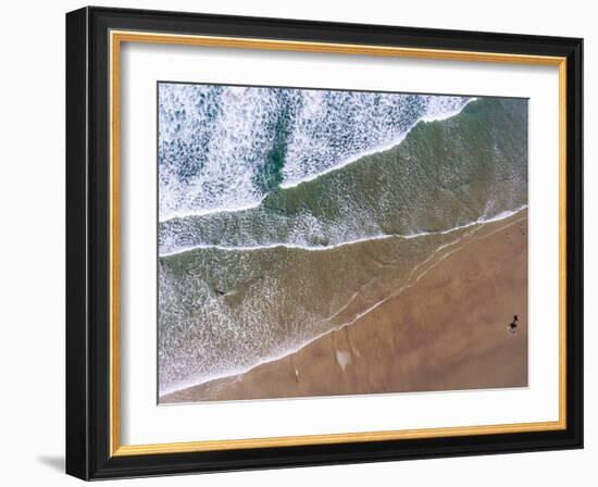 Aerial view of the beach, Newport, Lincoln County, Oregon, USA-Panoramic Images-Framed Photographic Print