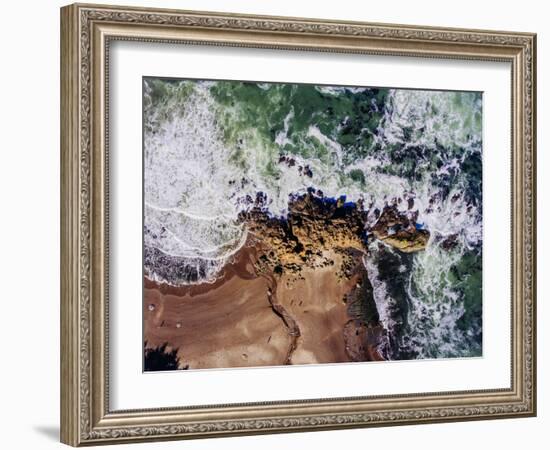 Aerial view of the beach, Newport, Lincoln County, Oregon, USA-Panoramic Images-Framed Photographic Print