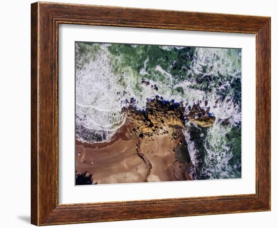 Aerial view of the beach, Newport, Lincoln County, Oregon, USA-Panoramic Images-Framed Photographic Print