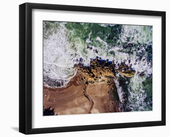 Aerial view of the beach, Newport, Lincoln County, Oregon, USA-Panoramic Images-Framed Photographic Print