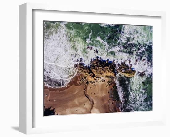 Aerial view of the beach, Newport, Lincoln County, Oregon, USA-Panoramic Images-Framed Photographic Print