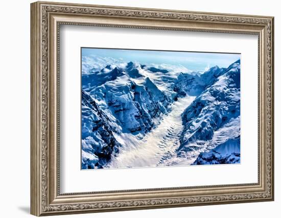 Aerial View of the Beginning of a Glacier, Denali National Park, Alaska. A Sculpture of Snow and Ic-Richard A McMillin-Framed Photographic Print