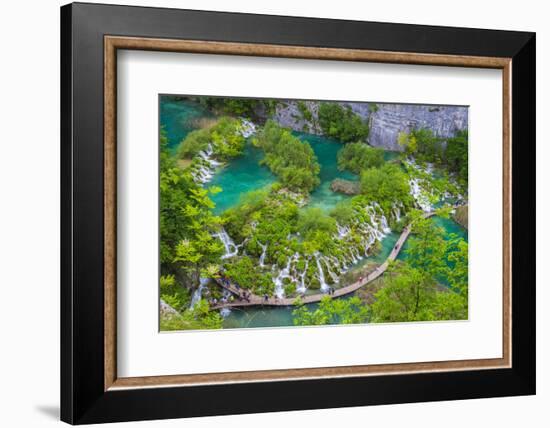 Aerial view of the boardwalk at Plitvice Lakes National Park, Croatia-Jordan Banks-Framed Photographic Print