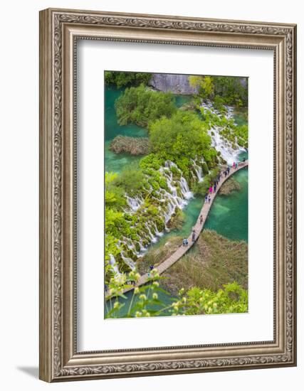 Aerial view of the boardwalk at Plitvice Lakes National Park, Croatia-Jordan Banks-Framed Photographic Print