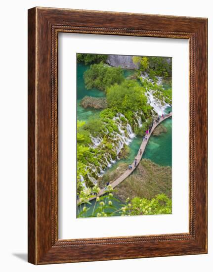 Aerial view of the boardwalk at Plitvice Lakes National Park, Croatia-Jordan Banks-Framed Photographic Print