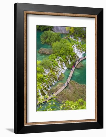 Aerial view of the boardwalk at Plitvice Lakes National Park, Croatia-Jordan Banks-Framed Photographic Print