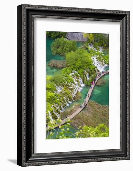 Aerial view of the boardwalk at Plitvice Lakes National Park, Croatia-Jordan Banks-Framed Photographic Print