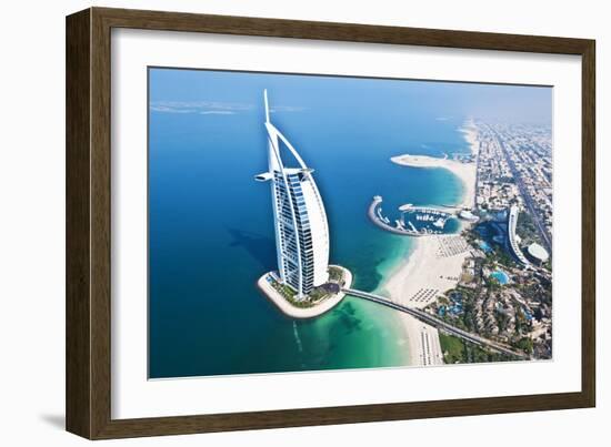 Aerial View of the Burj Al Arab, Dubai, United Arab Emirates-Bill Bachmann-Framed Photographic Print