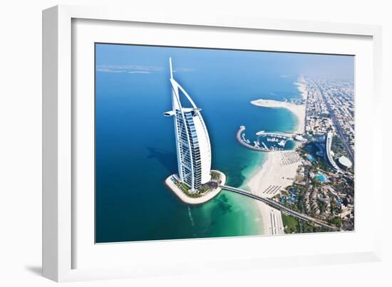 Aerial View of the Burj Al Arab, Dubai, United Arab Emirates-Bill Bachmann-Framed Photographic Print