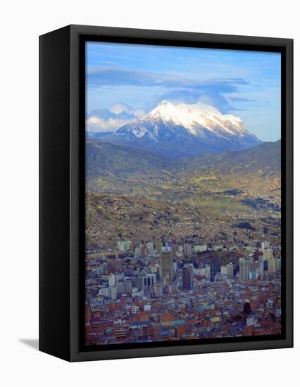Aerial View of the Capital with Snow-Covered Mountain in Background, La Paz, Bolivia-Jim Zuckerman-Framed Premier Image Canvas