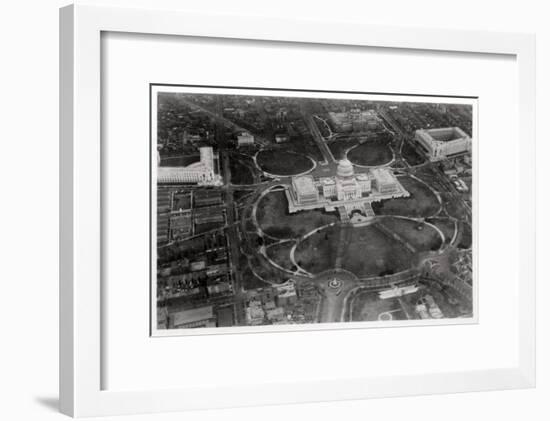 Aerial View of the Capitol, Washington Dc, USA, from a Zeppelin, 1928-null-Framed Giclee Print