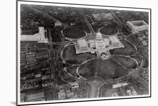 Aerial View of the Capitol, Washington Dc, USA, from a Zeppelin, 1928-null-Mounted Giclee Print