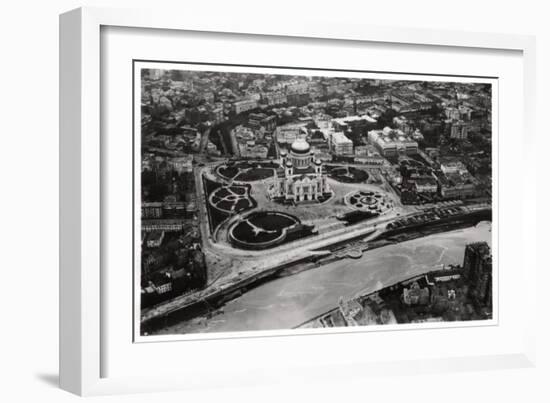 Aerial View of the Cathedral of Christ the Saviour, Moscow, USSR, from a Zeppelin, 1930-null-Framed Giclee Print