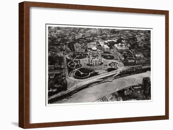 Aerial View of the Cathedral of Christ the Saviour, Moscow, USSR, from a Zeppelin, 1930-null-Framed Giclee Print