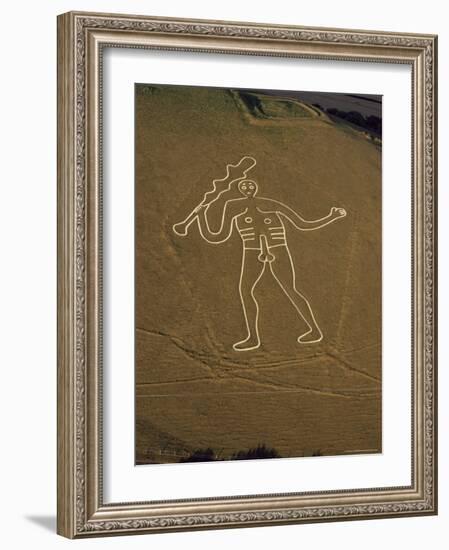 Aerial View of the Cerne Abbas Giant, Dorset, England, United Kingdom-Adam Woolfitt-Framed Photographic Print