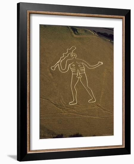 Aerial View of the Cerne Abbas Giant, Dorset, England, United Kingdom-Adam Woolfitt-Framed Photographic Print