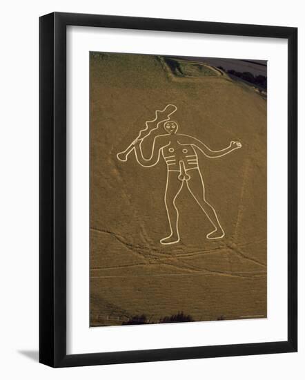 Aerial View of the Cerne Abbas Giant, Dorset, England, United Kingdom-Adam Woolfitt-Framed Photographic Print