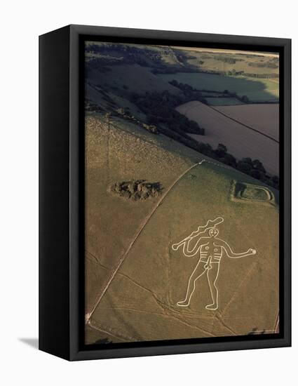 Aerial View of the Cerne Abbas Giant, Dorset, England, United Kingdom-Adam Woolfitt-Framed Premier Image Canvas