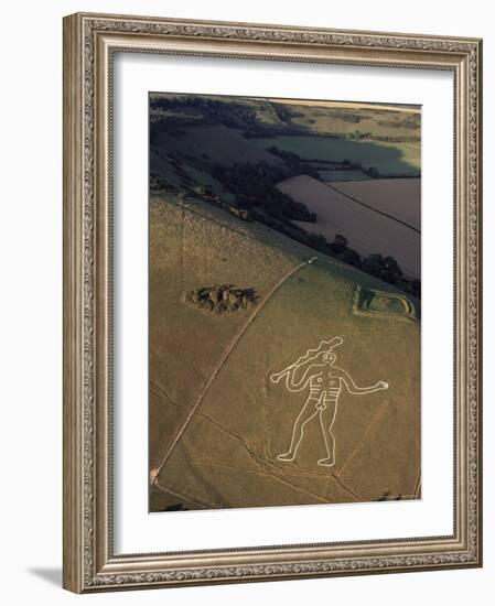 Aerial View of the Cerne Abbas Giant, Dorset, England, United Kingdom-Adam Woolfitt-Framed Photographic Print