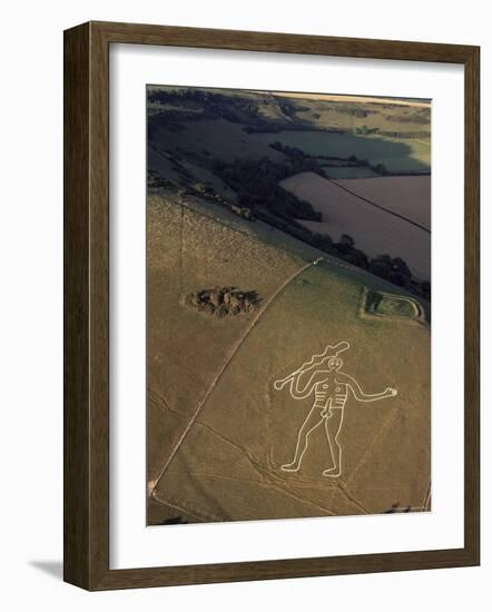 Aerial View of the Cerne Abbas Giant, Dorset, England, United Kingdom-Adam Woolfitt-Framed Photographic Print