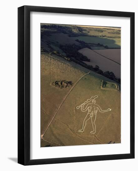 Aerial View of the Cerne Abbas Giant, Dorset, England, United Kingdom-Adam Woolfitt-Framed Photographic Print