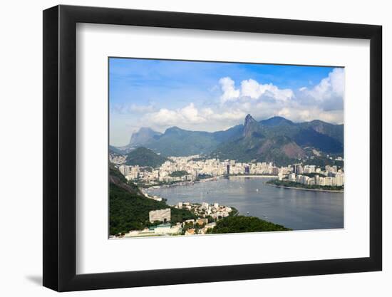 Aerial View of the City and Serra Da Carioca Mountains with Botafogo Bay-Alex Robinson-Framed Photographic Print