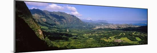 Aerial View of the Coast, Na Pali Coast, Kaneohe Bay, Oahu, Hawaii, USA-null-Mounted Photographic Print