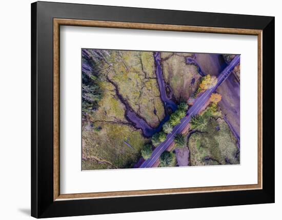 Aerial view of the Coastal Highway, HWY 101, Olympic Peninsula, Washington State, USA-Panoramic Images-Framed Photographic Print