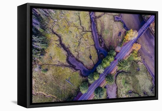 Aerial view of the Coastal Highway, HWY 101, Olympic Peninsula, Washington State, USA-Panoramic Images-Framed Premier Image Canvas