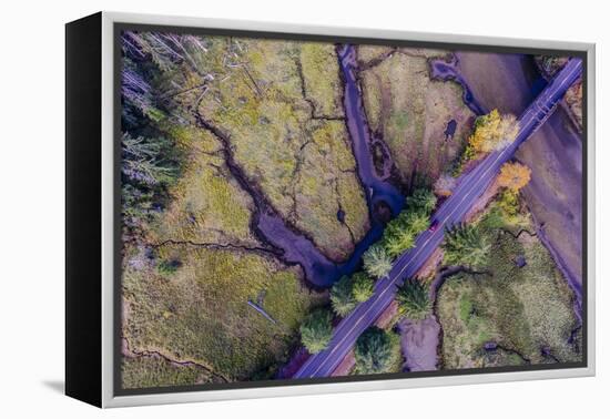 Aerial view of the Coastal Highway, HWY 101, Olympic Peninsula, Washington State, USA-Panoramic Images-Framed Premier Image Canvas