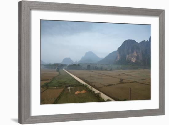 Aerial View of the Countryside around Vang Vieng, Laos, Indochina, Southeast Asia, Asia-Yadid Levy-Framed Photographic Print