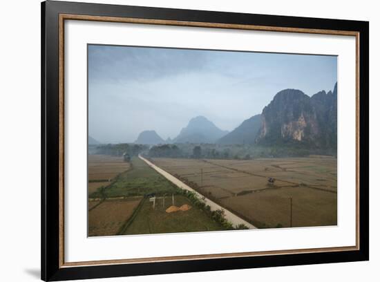 Aerial View of the Countryside around Vang Vieng, Laos, Indochina, Southeast Asia, Asia-Yadid Levy-Framed Photographic Print