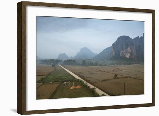 Aerial View of the Countryside around Vang Vieng, Laos, Indochina, Southeast Asia, Asia-Yadid Levy-Framed Photographic Print