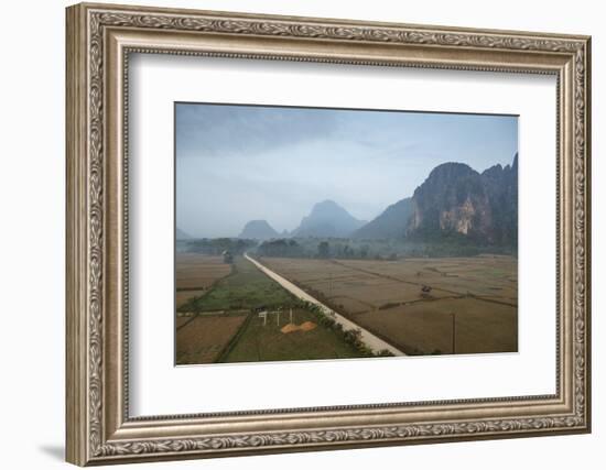 Aerial View of the Countryside around Vang Vieng, Laos, Indochina, Southeast Asia, Asia-Yadid Levy-Framed Photographic Print