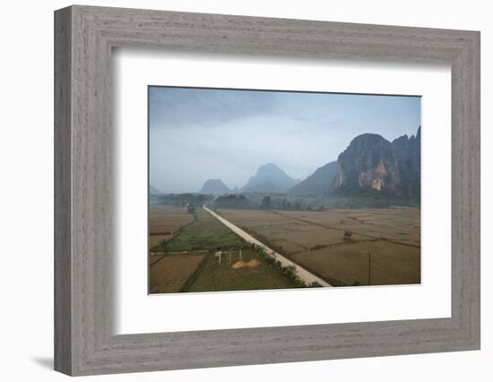 Aerial View of the Countryside around Vang Vieng, Laos, Indochina, Southeast Asia, Asia-Yadid Levy-Framed Photographic Print