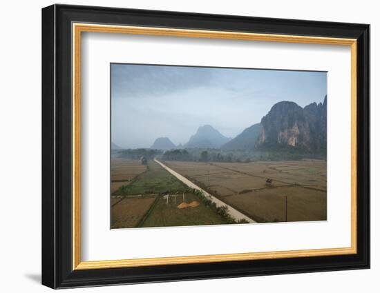 Aerial View of the Countryside around Vang Vieng, Laos, Indochina, Southeast Asia, Asia-Yadid Levy-Framed Photographic Print