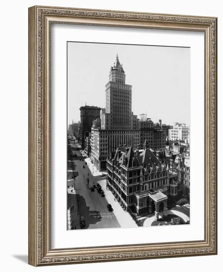 Aerial View of the Crown Building and Vanderbilt Mansion, New York-Irving Underhill-Framed Photographic Print