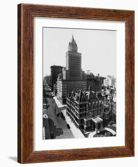 Aerial View of the Crown Building and Vanderbilt Mansion, New York-Irving Underhill-Framed Photographic Print