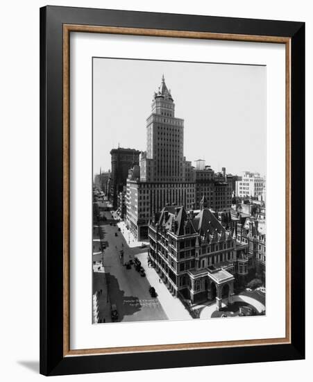 Aerial View of the Crown Building and Vanderbilt Mansion, New York-Irving Underhill-Framed Photographic Print